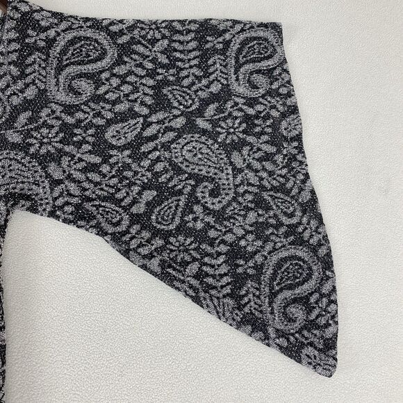 Lucky Brand Womens XL Black Gray Cold Shoulder Paisley Top Boho Flowy Romantic - Picture 14 of 16